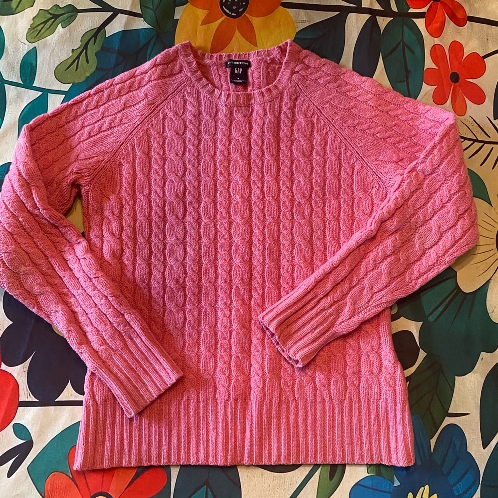 GAP Vibrant Pink Cable Knit Sweater